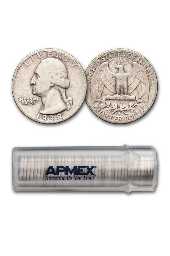 1938-S Washington Quarter 40-Coin Roll Avg Circ