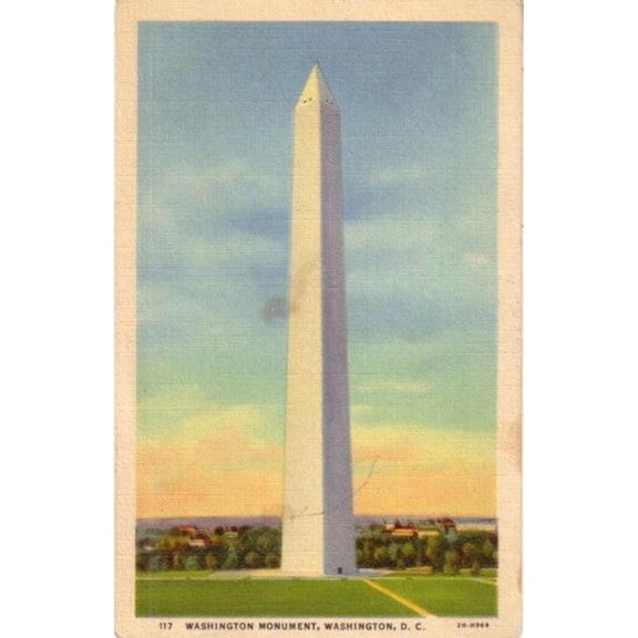 1938 Washington Monument Vintage Scenic Art Series Postcard
