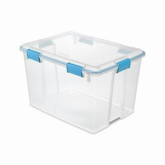 Dwelling Designs 80 Qt Gasket Box Storage Box, Stackable - Plastic - Pack of 4, Blue