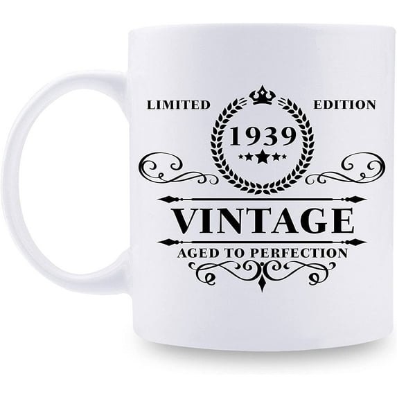 1939 Birthday Gifts for Women Men - 1939 Vintage 11 oz Coffee Mug - Great 1939 Birthday Gifts for Grandpa Grandma Dad Mom Friend Sister Brother Coworker
