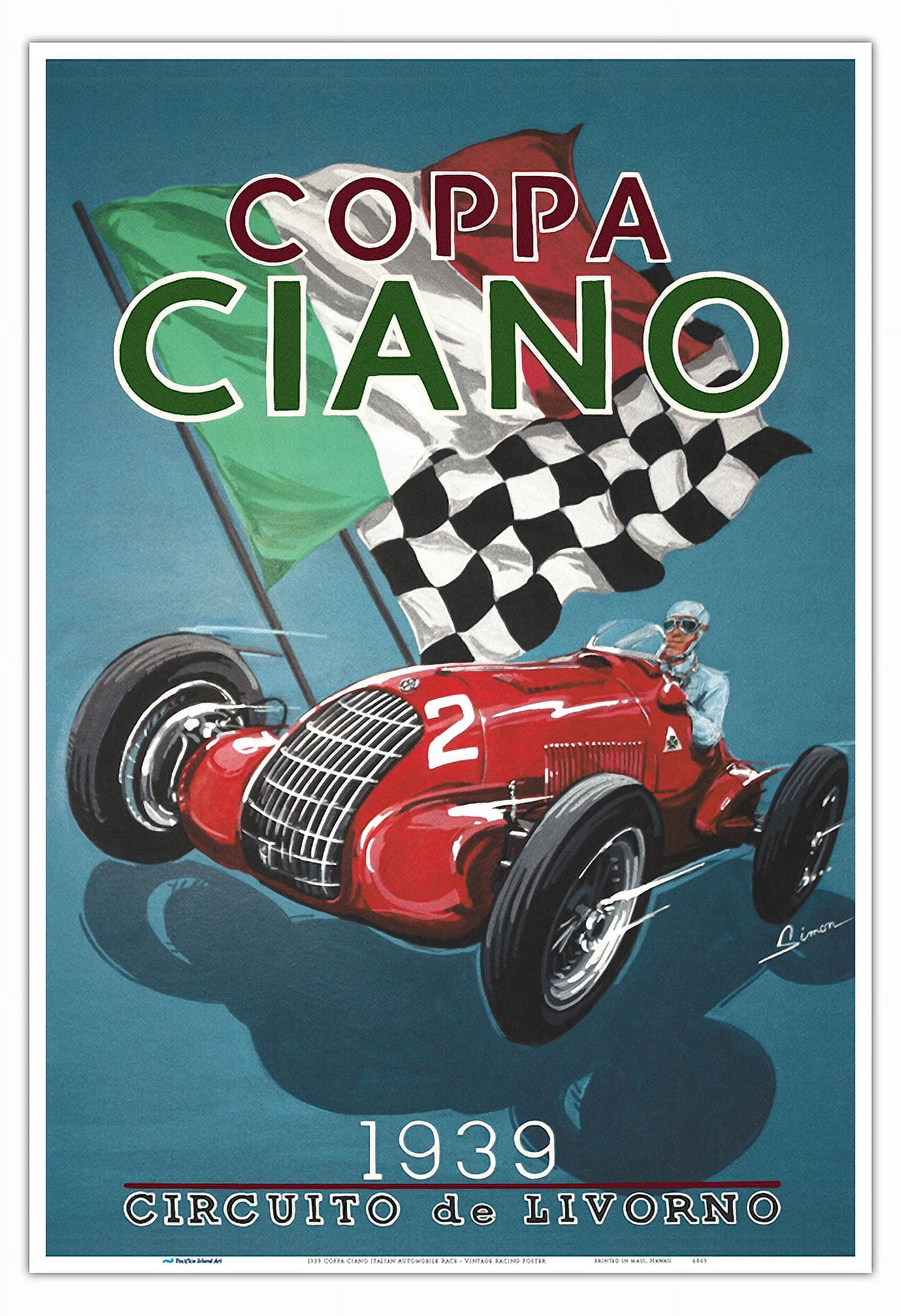 Italy Racing Posters 1939 Coppa Ciano Italian Automobile Race - Vintage Racing Poster ...