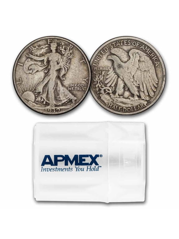 1939-D Walking Liberty Halves 20-Coin Roll Avg Circ