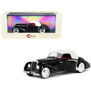 1939 Delage D6-70 Cabriolet Top Up RHD Black with White Top and Red Interior Ltd Ed to 250 pcs 1/43 Model Car by Esval Models