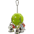 thumbnail image 1 of 1939 Duo Flower Ringer bird toy with acrylic flowers and bells, handcrafted by Impeckable Bird Toys for Conures Budgies Greys Lovebirds, 1 of 8