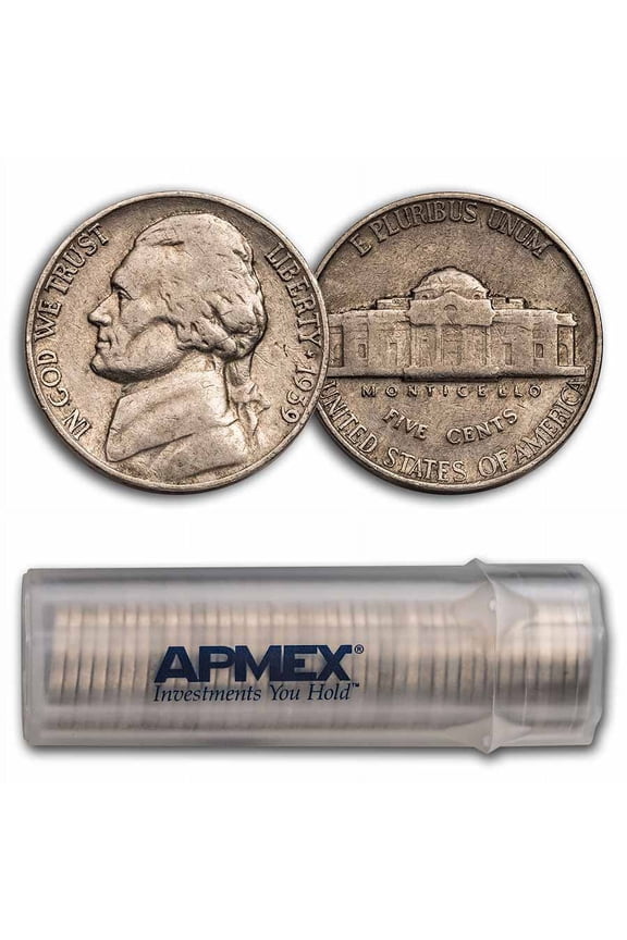 1939 Jefferson Nickel 40-Coin Roll Avg Circ