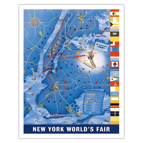 1939 New York World’s Fair City Map - Vintage Pictorial Map by Henry Stahlhut - Fine Art Matte Paper Print (Unframed) 11x14in