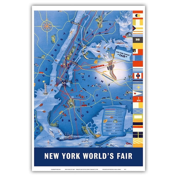 1939 New York World’s Fair City Map - Vintage Pictorial Map by Henry Stahlhut - Master Art Print (Unframed) 13in x 19in
