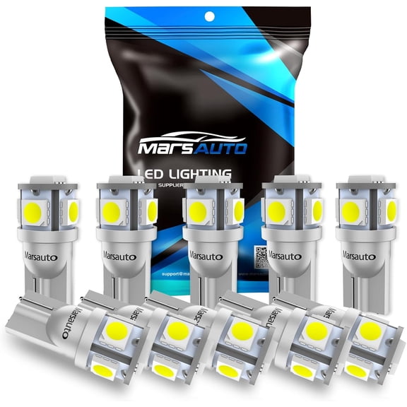 194 168 LED Light Bulbs 6000k White, 2825 W5W T10 Wedge Replacement for License Plate Lights Dome Map Door Courtesy Trunk Light, 3030 Chips Super Bright Pack of 10