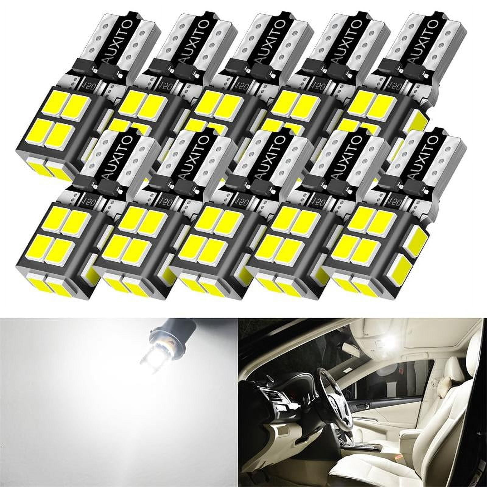 AOICANKI 194 LED Bulbs - Pack Of 10 Cool White T10 Wedge Lights For Car Interior, License Plate & More | 12V, 360LM, Error Free