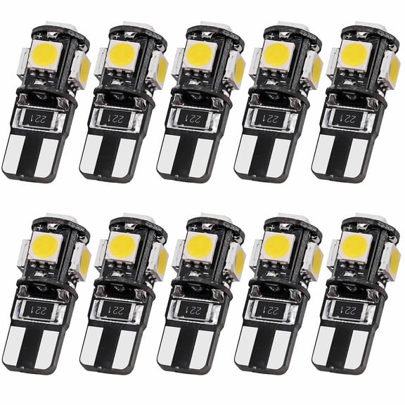 194 LED Bulbs for License Plate Light 168 175 2825 W5W T10 5-SMD 5050 Chipsets 6000K White for Car Dome Door Map Dash Courtesy Cargo License Plate Lights, Pack of 10