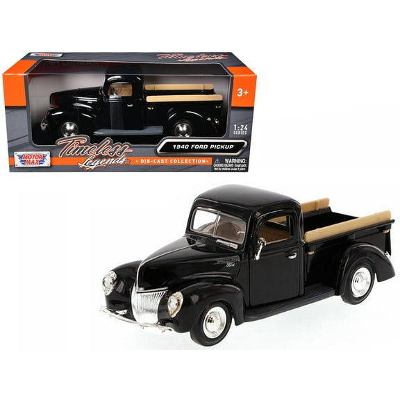 1940 Ford Pickup Truck Black 1/24 Diecast Model Car by Motormax