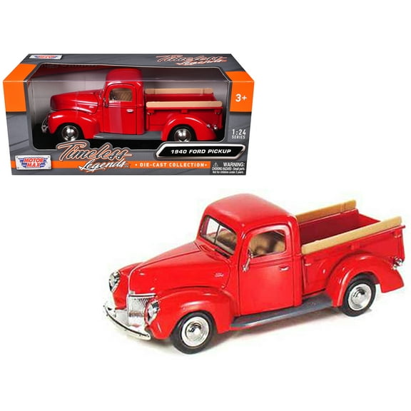 1940 Ford Pickup Truck Red 1/24 Diecast Model Car by Motormax