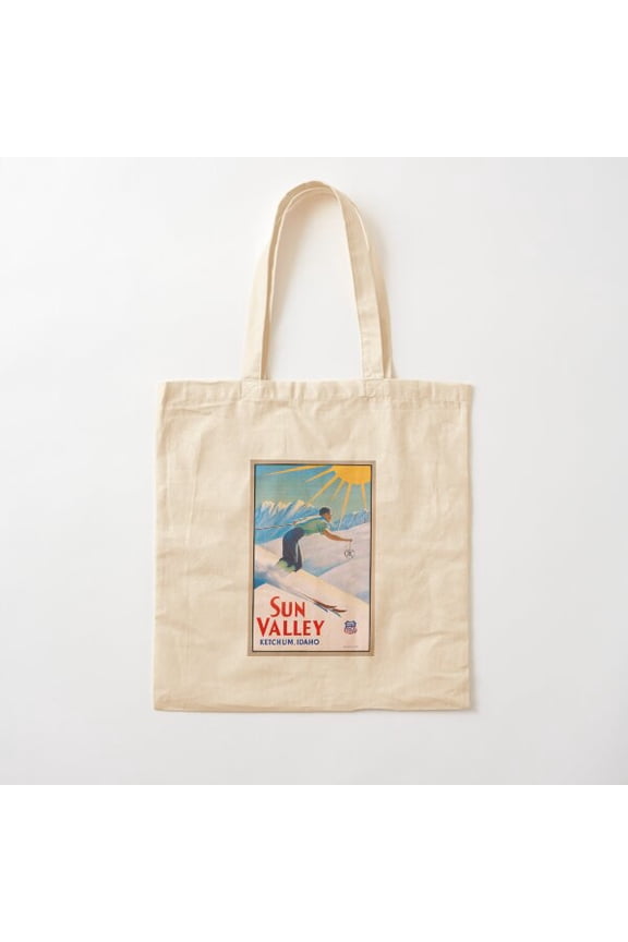 1940 Sun Valley Union Pacific Canvas Tote Bags, Reusable Shopping Bag