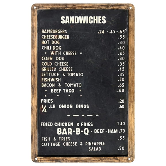 1940's Diner Menu Sign Restaurant Decor Diner Signs 50s Decoration Retro Home Vintage Plaque Wall Art Tin Kitchen Decoration Size: 8 x 12 Inch