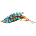 thumbnail image 1 of 1940's PERSIAN TURQUOISE LEAF PIN HANDMADE 14KT ROSE GOLD, 1 of 6