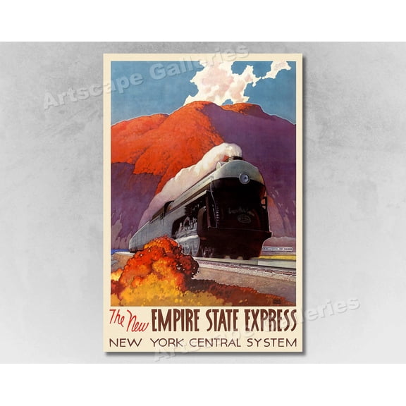 1940S Empire State Express New York Central System Classic Travel Poster, Travel Inspired Home And Office Decor