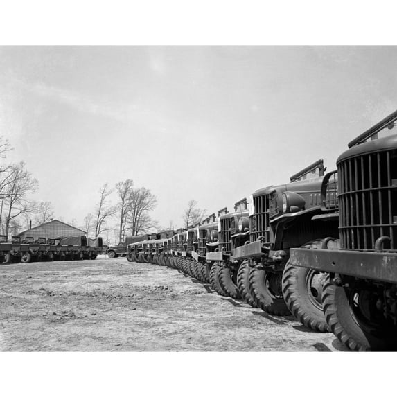 1940s April 19 1941 Alignment Row Rows Dodge Army Trucks Jeeps Fort Dix Nj Poster Print By Vintage Collection