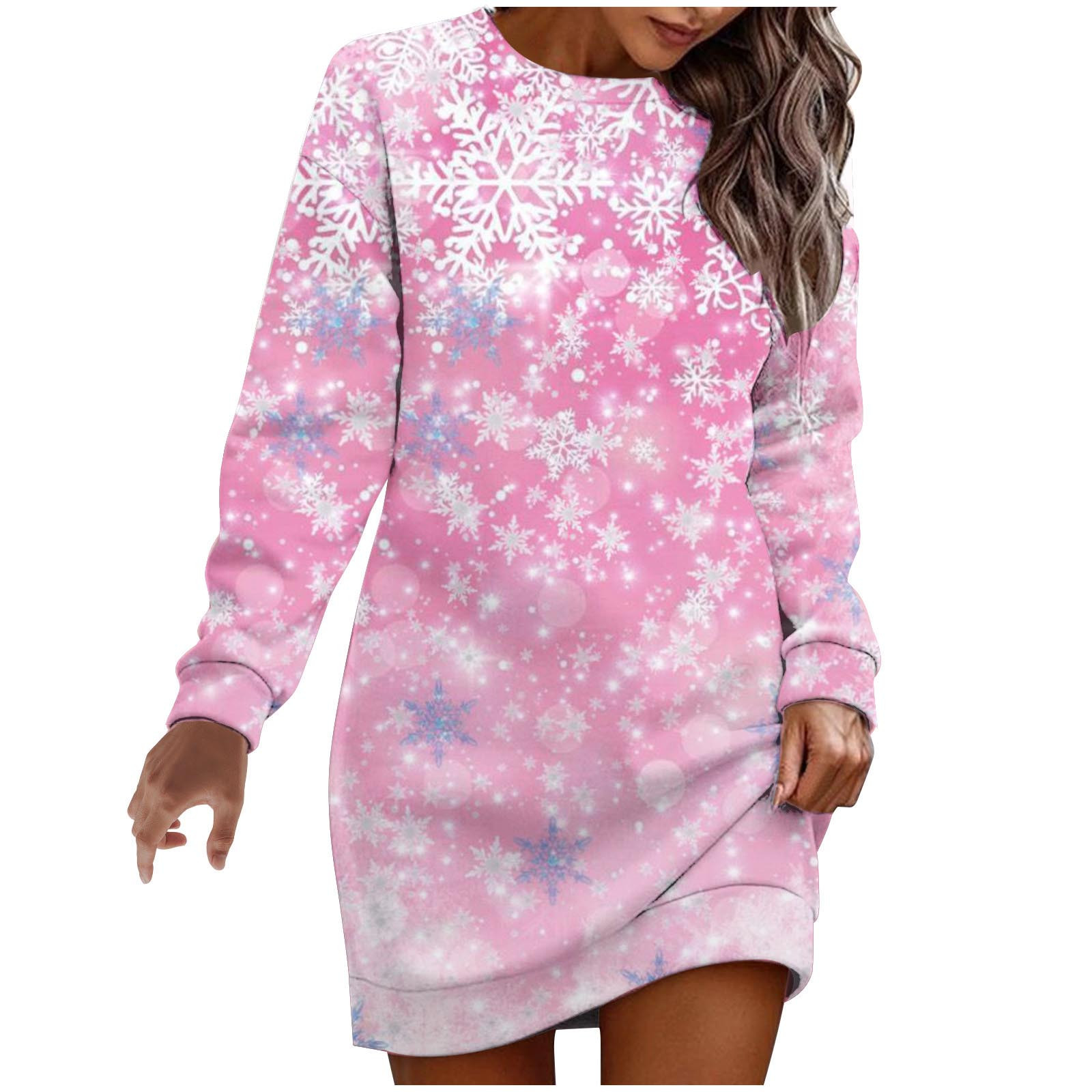 1940s Christmas Dresses for Women Vintage Fire Sale Womens Cocktail Dress Skinny Christmas Tree Ladies Christmas Print Casual Long Sleeve Round Neck Hoodie Short Dress Long Christmas Dress G407 Walmar...