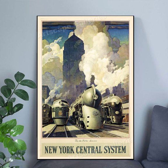 1940s New York Central System Vintage Style Train Travel Poster Poster Size 24''x36'' GoldenGate Collective