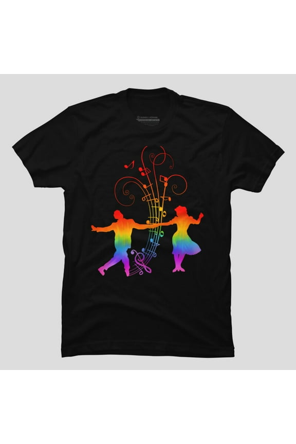 1940s Rainbow Swing Dancers Silhouettes Retro Vintage Big Band Unisex T-Shirt, Up to Size 5XL