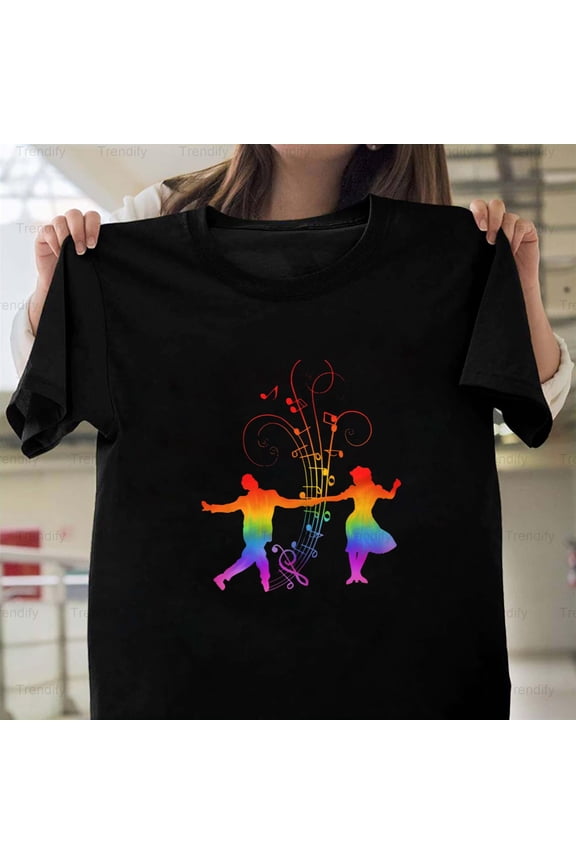 1940s Rainbow Swing Dancers Silhouettes Themed Graphic For A H28975 T-Shirt, for Men and Women, Up to Size 5XL