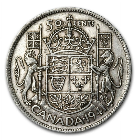 1941 Canada Silver 50 Cents George VI XF
