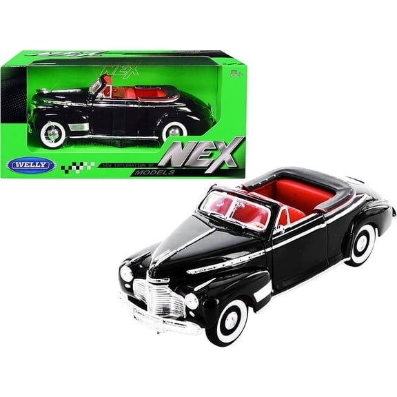 1941 Chevrolet Special Deluxe Convertible Black with Red Interior "NEX Models" 1 24 Diecast Model Car by Welly