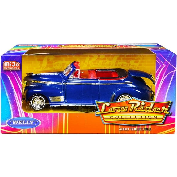 1941 Chevrolet Special Deluxe Convertible Candy Blue Metallic with Red Interior "Low Rider Collection" 1 24 Diecast Model Car by Welly