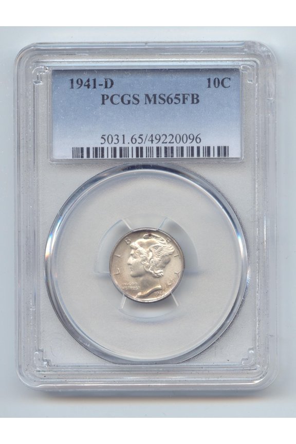 1941-D Mercury Dime, PCGS MS-65 FB, Full Spit Bands