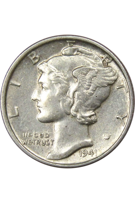 1941 Mercury Dime AU About Uncirculated 90% Silver 10c US Coin Collectible