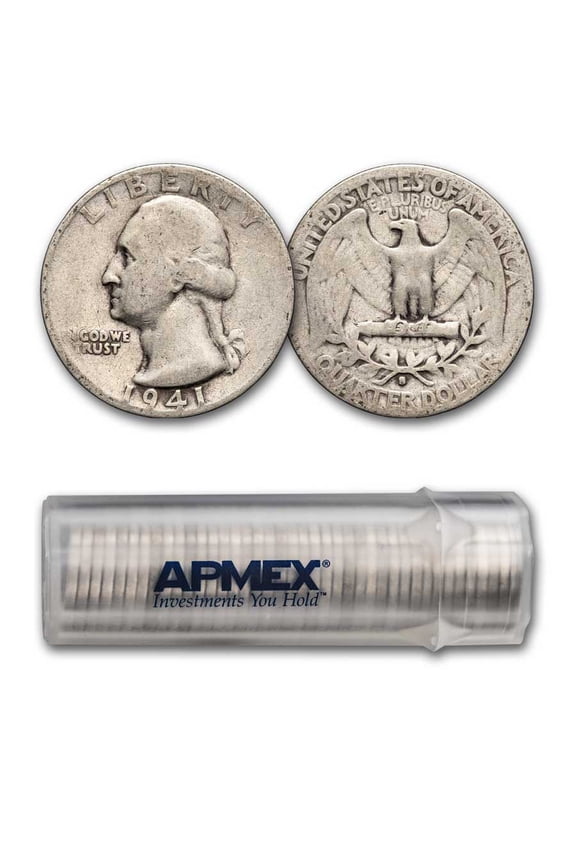1941-S Washington Quarter 40-Coin Roll Avg Circ