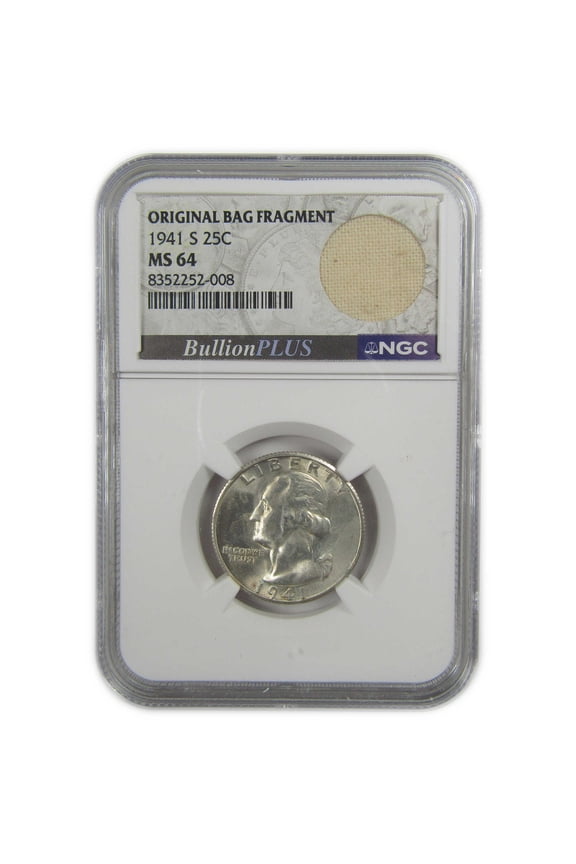 1941 S Washington Quarter MS 64 NGC Silver Bag Fragment SKU:I20607