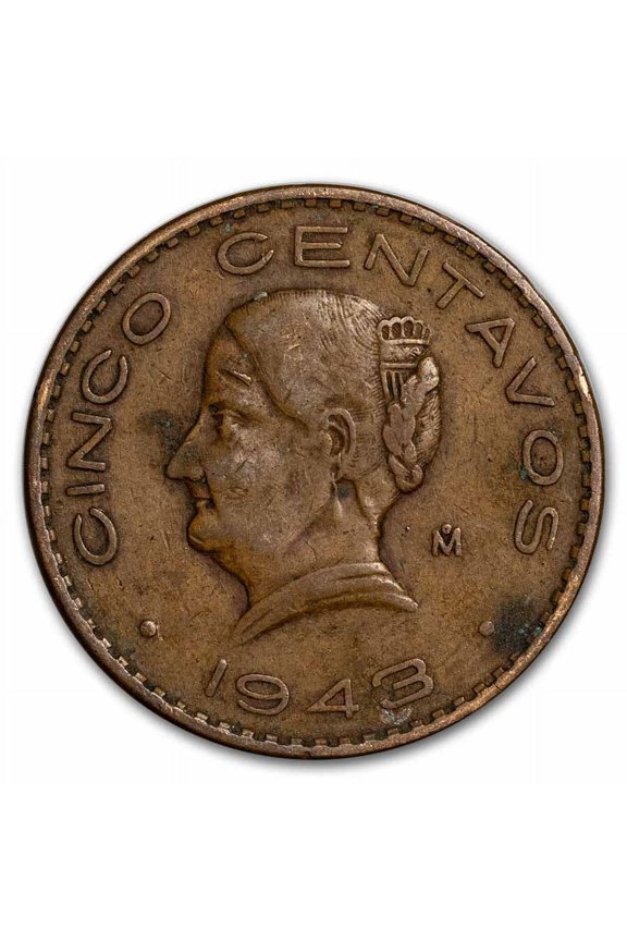 1942-1955 Mexico Bronze 5 Centavos Avg Circ