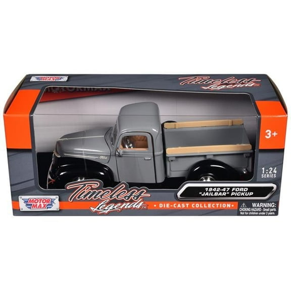1942-47 Ford "Jailbar" Pickup Truck Gray and Black "Timeless Legends" Series 1/24 Diecast Model Car by Motormax
