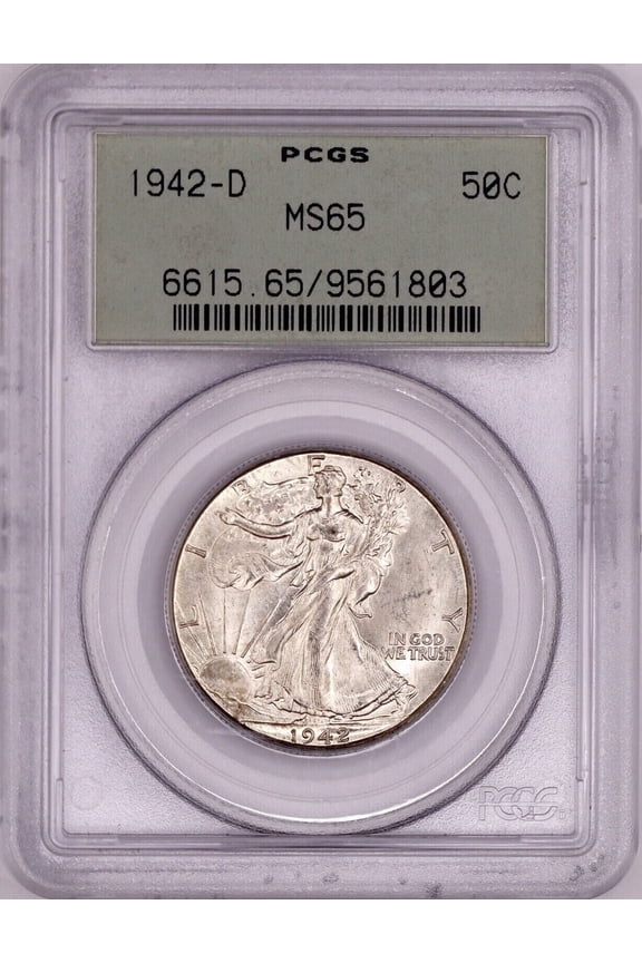 Walking Liberty Half Dollar 1942-D PCGS MS65 OGH