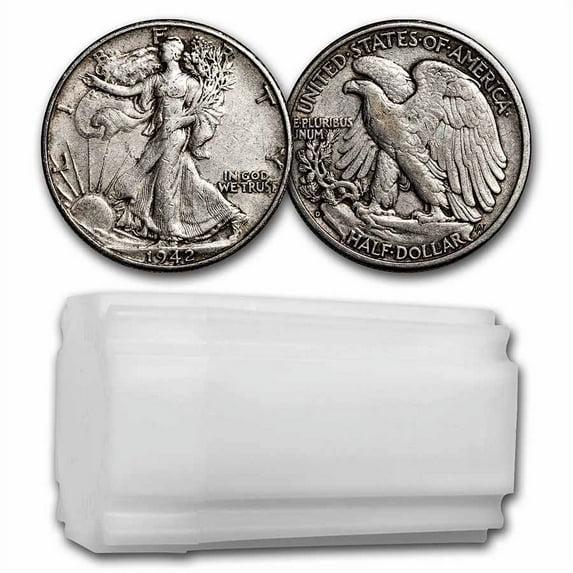 1942-D Walking Liberty Halves 20-Coin Roll XF