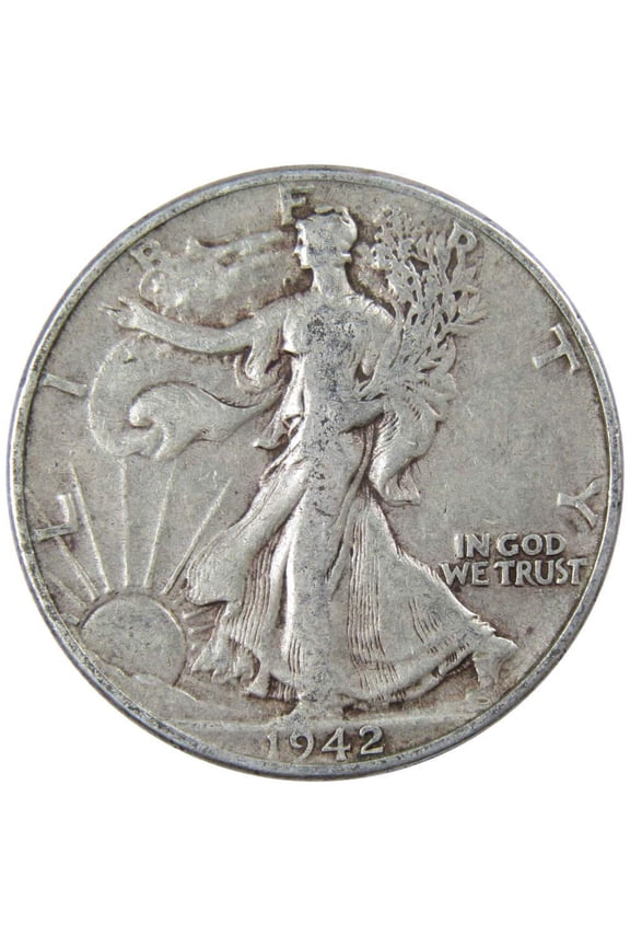 1942 Liberty Walking Half Dollar F Fine 90% Silver 50c US Coin Collectible
