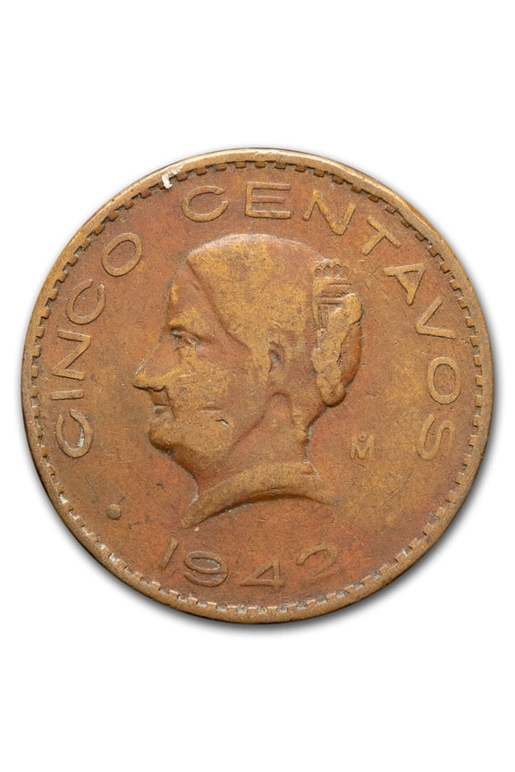 1942 Mexico Bronze 5 Centavos Avg Circ