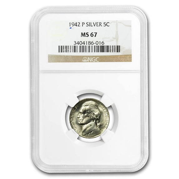1942-P Silver Jefferson Nickel Type-II MS-67 NGC