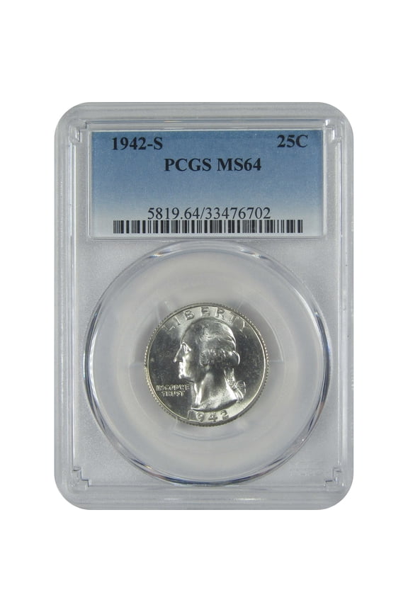 1942 S Washington Quarter MS 64 PCGS Silver 25c Uncirculated Coin