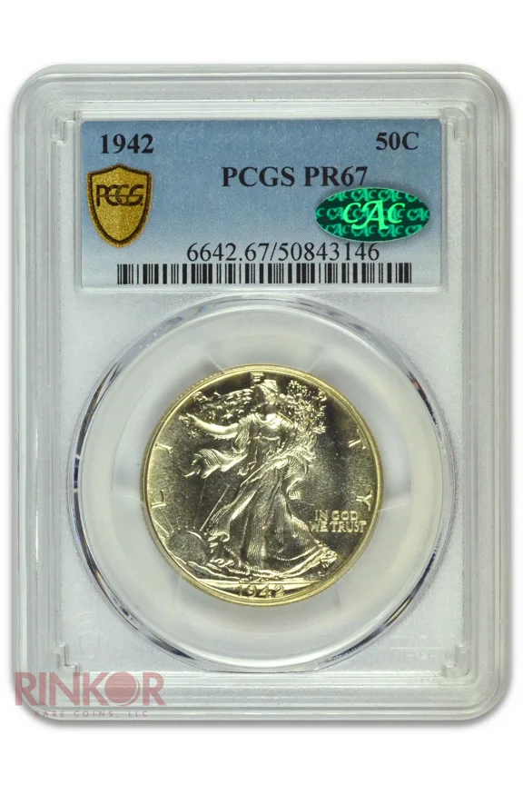 1942 Walking Liberty Half Dollar PCGS PR 67 CAC