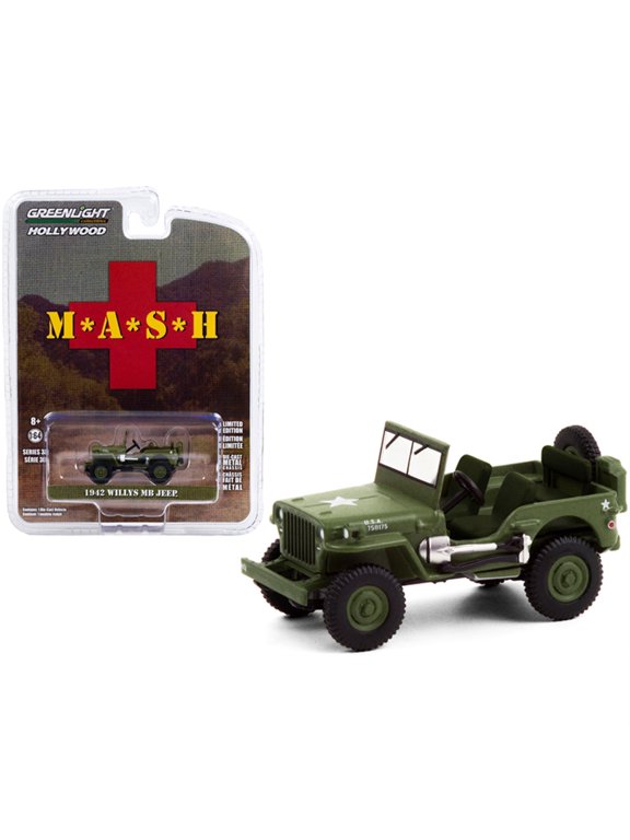 1942 Willys MB Jeep Army Green "MASH" (1972-1983) TV Series "Hollywood Series" Release 30 1/64 Diecast Model Car by Greenlight