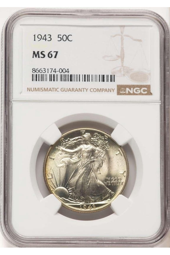 1943 50C Walking Liberty Half Dollar Coin NGC MS67 - HAT779460005