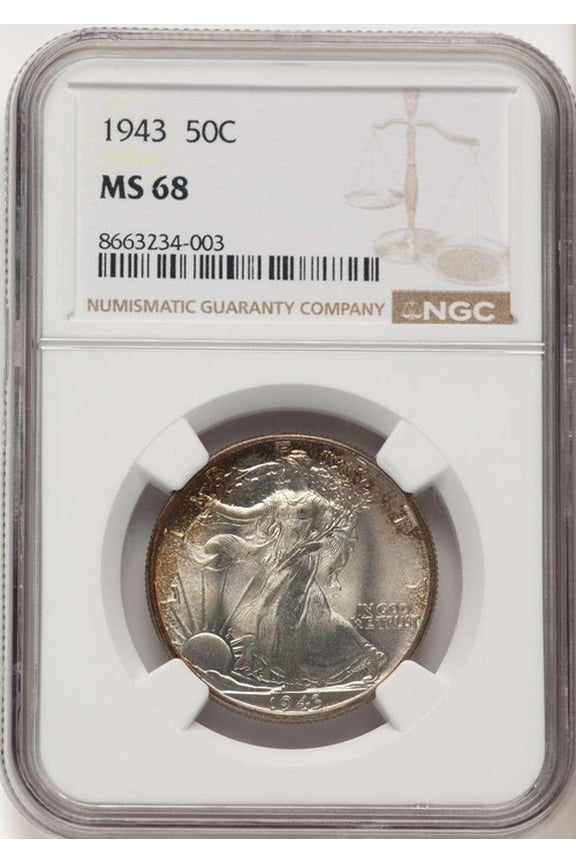 1943 50C Walking Liberty Half Dollar Coin NGC MS68 - HAT781223002