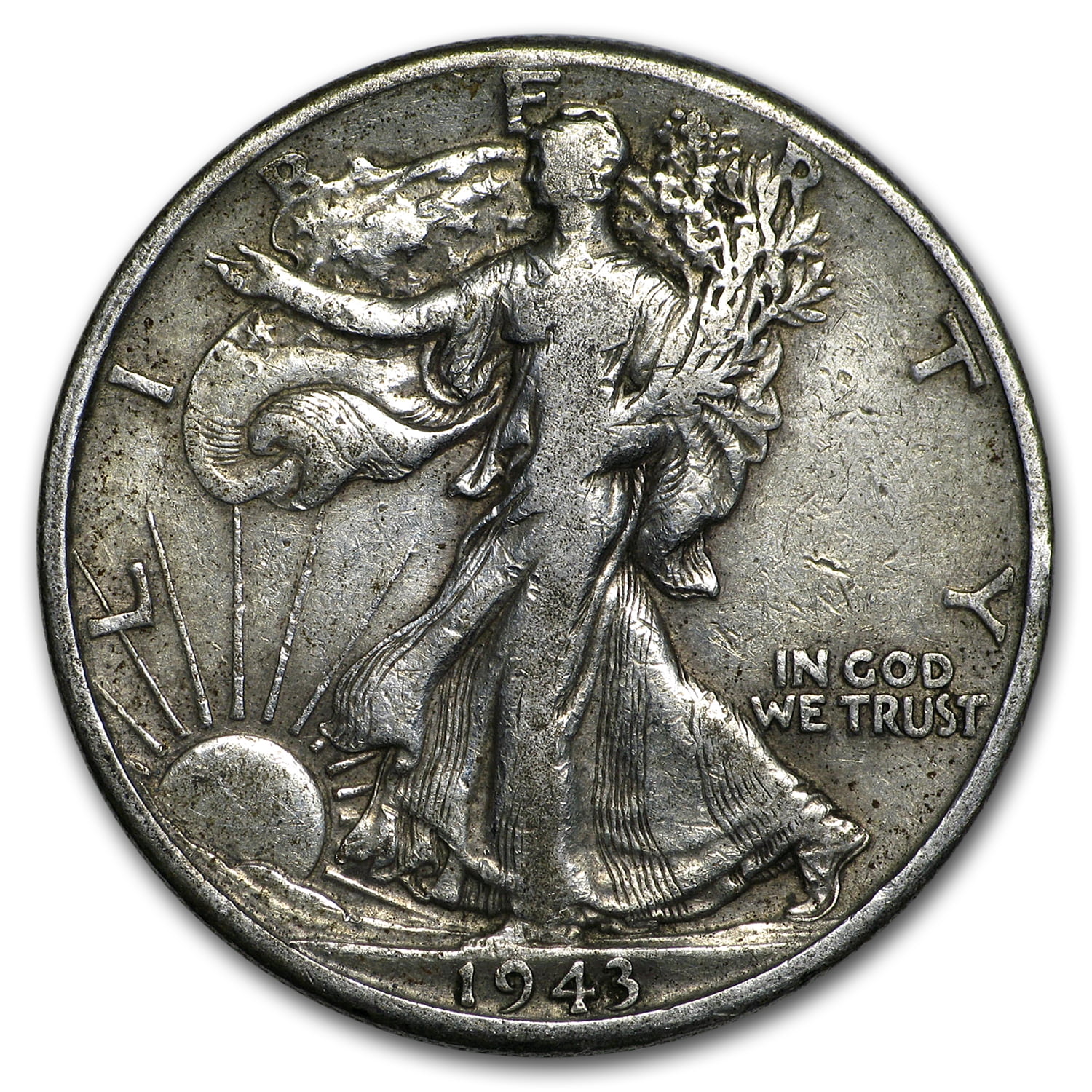 U.S. MINT 1943-D Walking Liberty Half Dollar Fine/VF