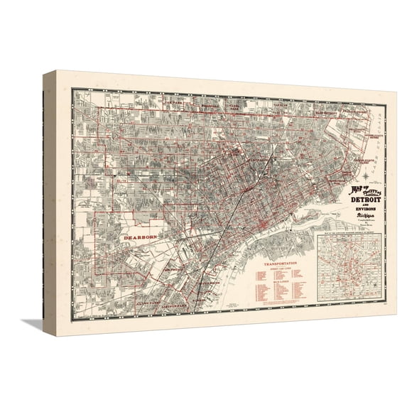 Art.com 1943, Detroit, Michigan Stretched Canvas Print Wall Art, 24" x 16"