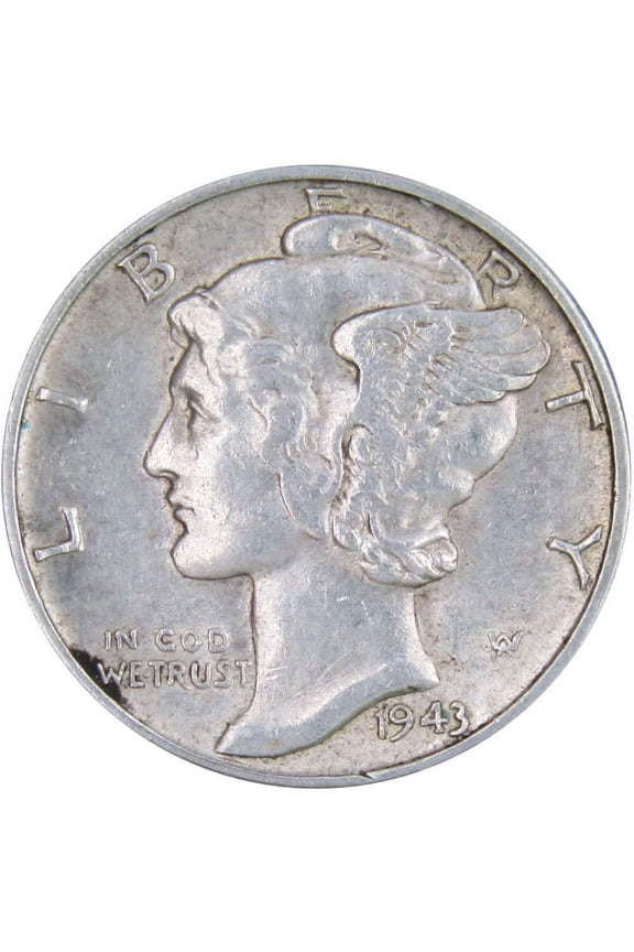 1943 Mercury Dime AU About Uncirculated 90% Silver 10c US Coin Collectible