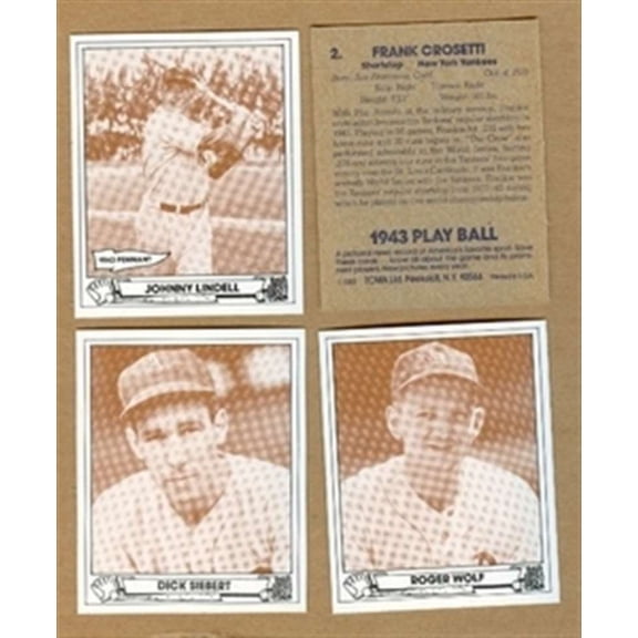 1943 Play Ball 1983 TCMA Washington Senators Team Set 2 Cards NM-MT