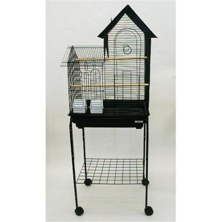 1944-4924BLK Villa Top Small Bird Cage with Stand in Black