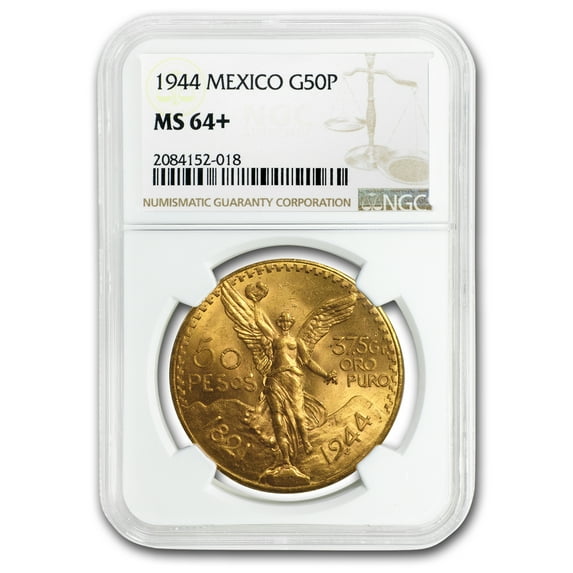 1944 Mexico Gold 50 Pesos MS-64+ NGC